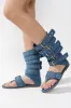 Viki Denim Belt Buckled Flat Sandals sold by Cape Robbin
