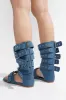 Viki Denim Belt Buckled Flat Sandals sold by Cape Robbin