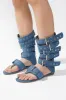 Viki Denim Belt Buckled Flat Sandals sold by Cape Robbin