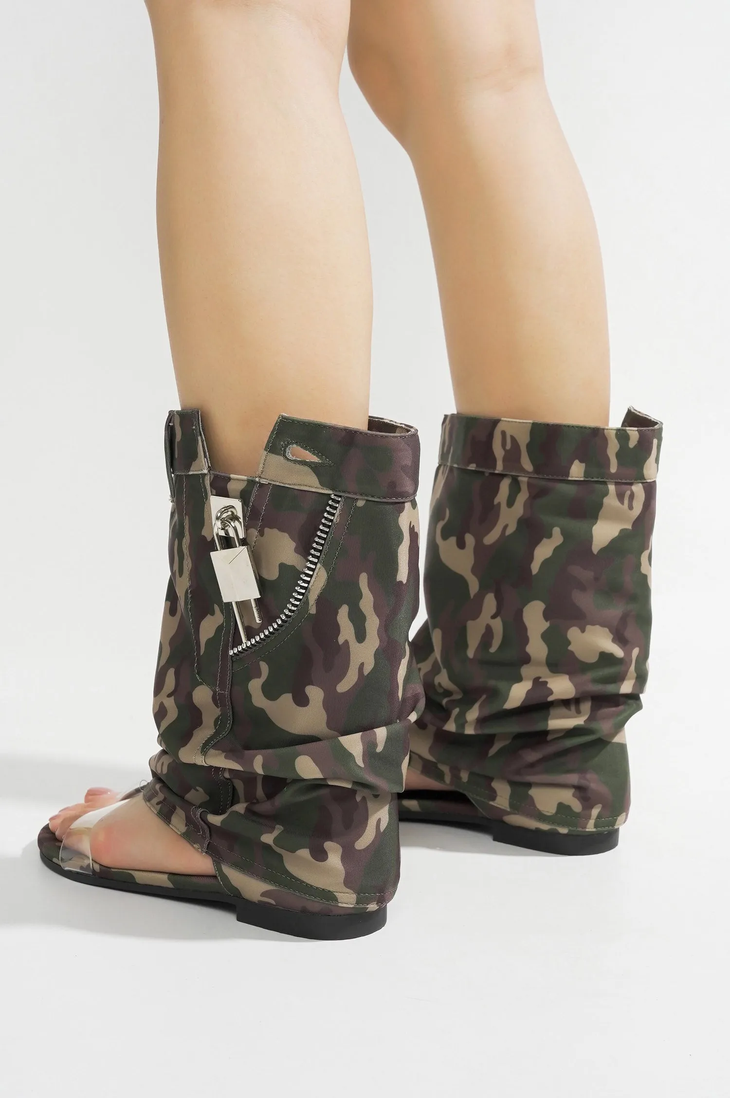 Sari Slouchy Sandals With Zipper Detail - Camouflage sold by Cape Robbin product image thumbnail 5