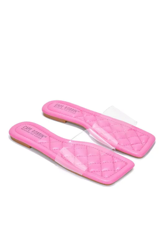Keko Diamond-Stitch Clear Upper Flat Sandals - Pink sold by Cape Robbin