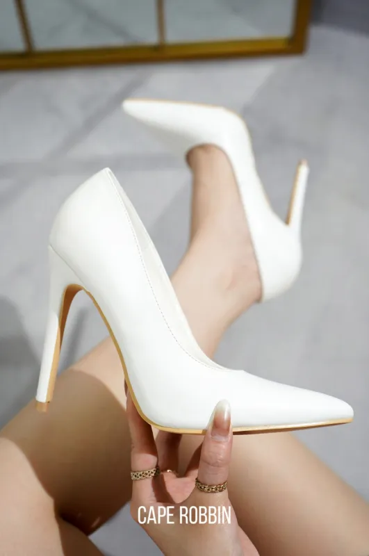 Ellison Classic Silhouette High Heel Pumps - White sold by Cape Robbin