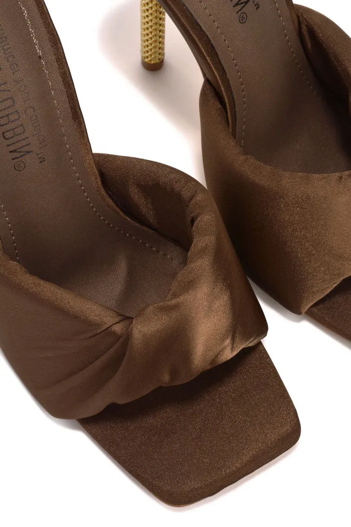 Quin Square Toe Single Sole High Heel Mules - Taupe sold by Cape Robbin product image thumbnail 3