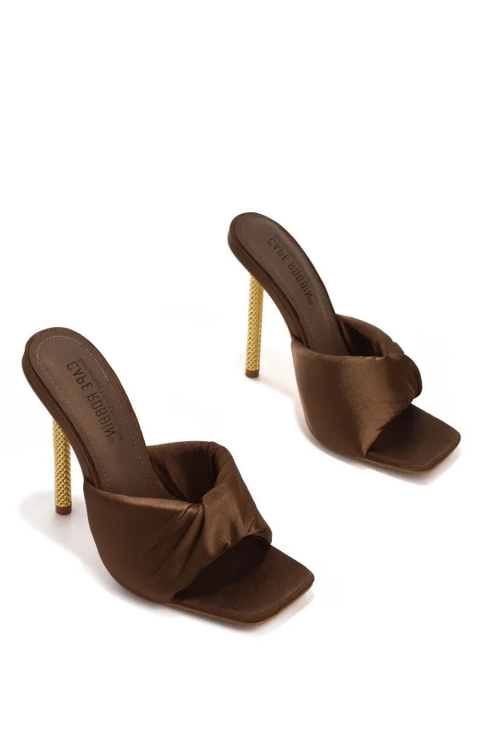 Quin Square Toe Single Sole High Heel Mules - Taupe sold by Cape Robbin product image thumbnail 4