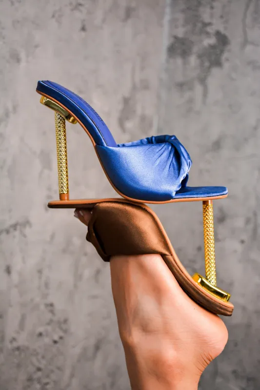 Quin Square Toe Single Sole High Heel Mules - Taupe sold by Cape Robbin