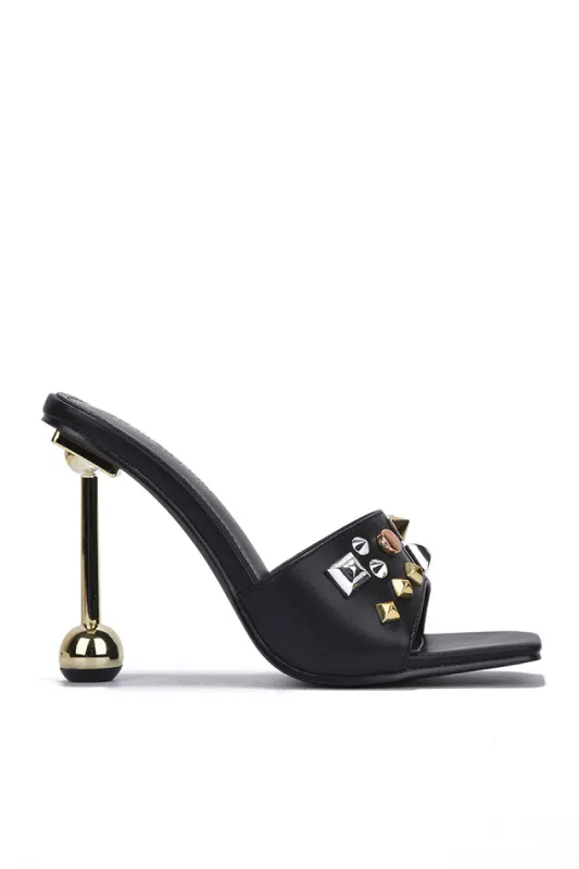 Glynnis Spike Studs Odd Shaped Heels - Black sold by Cape Robbin