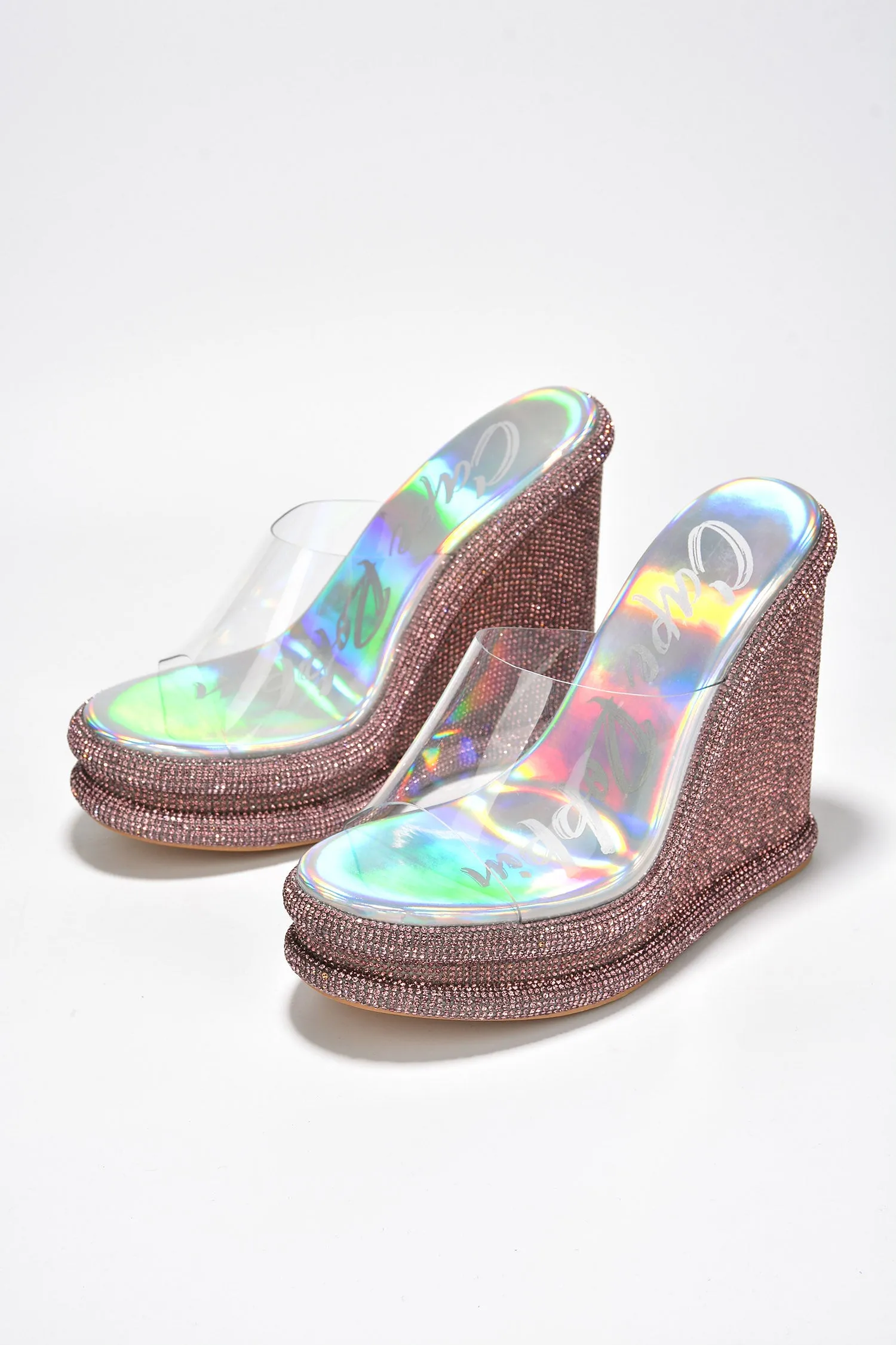 Zorion Clear Strap Rhinestone Coated Wedge - Holo sold by Cape Robbin product image thumbnail 4