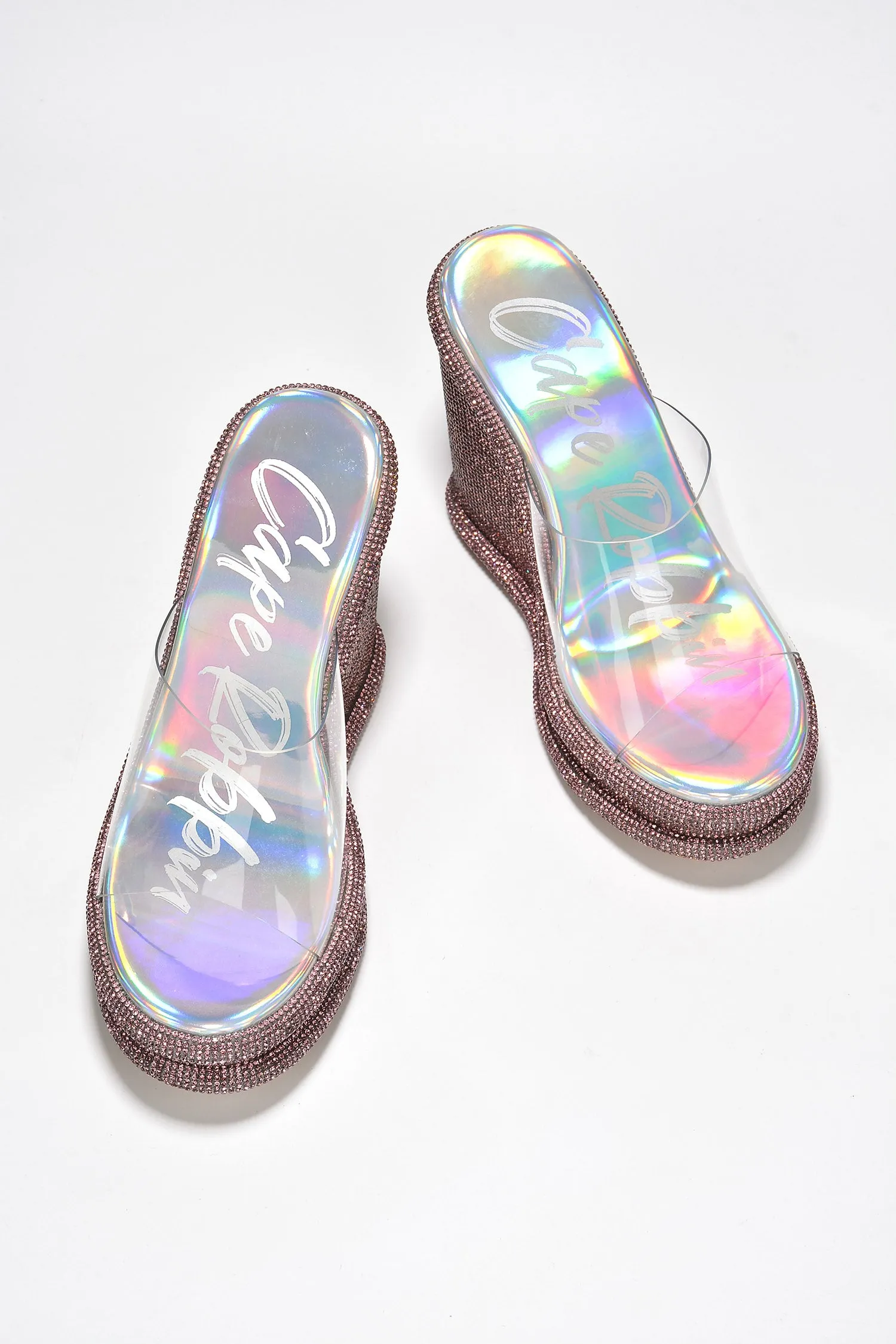 Zorion Clear Strap Rhinestone Coated Wedge - Holo sold by Cape Robbin product image thumbnail 5