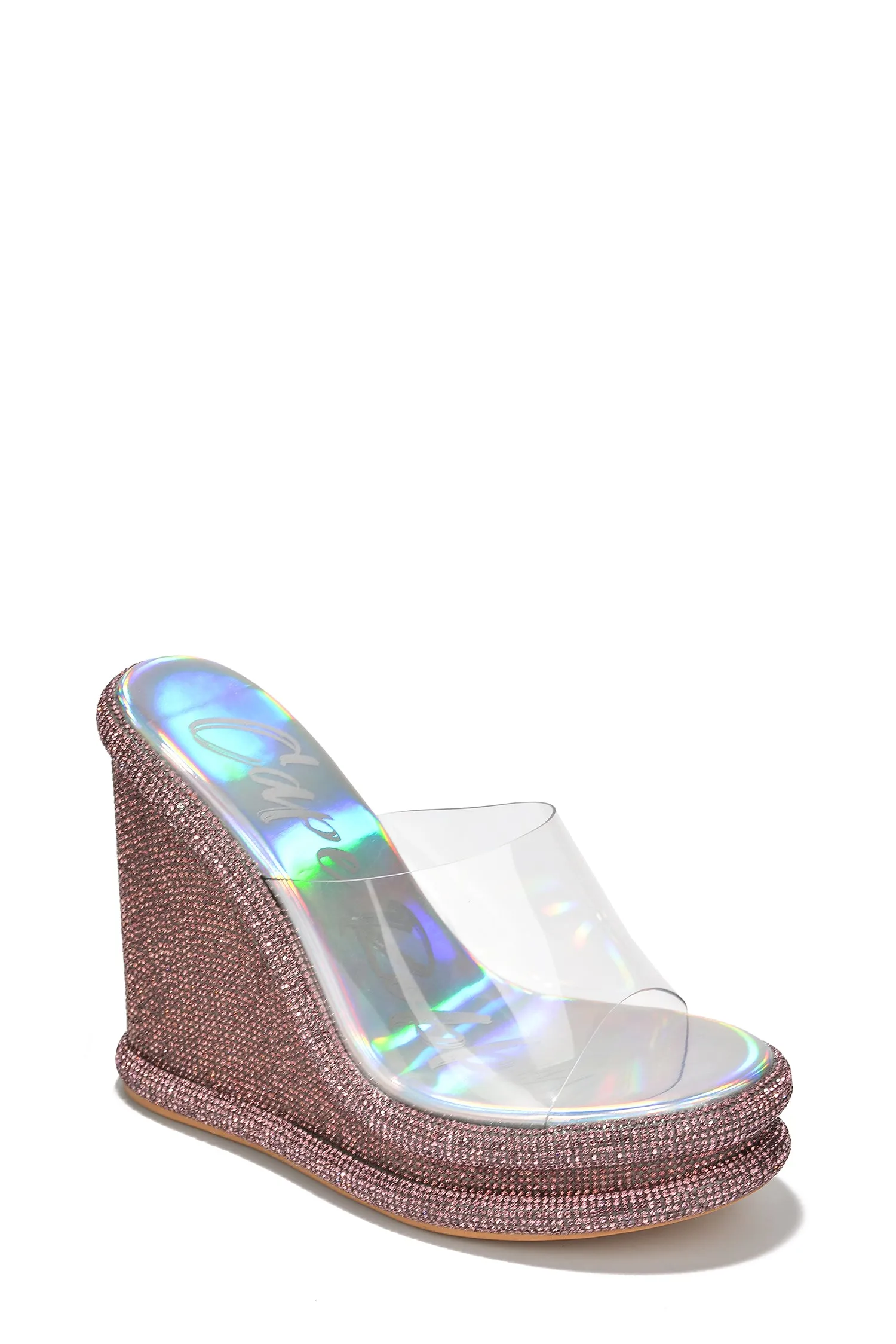 Zorion Clear Strap Rhinestone Coated Wedge - Holo sold by Cape Robbin product image thumbnail 2