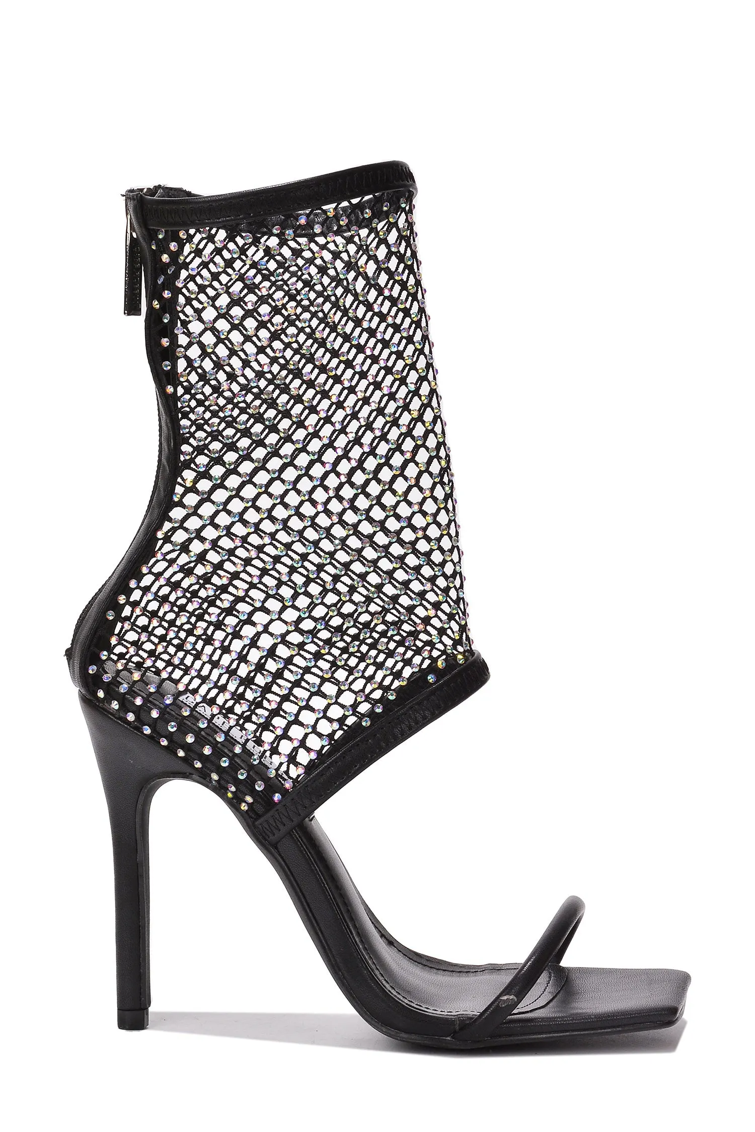 Desant Open Toe Rhinestone Crusted Mesh High Heels - Black sold by Cape Robbin product image thumbnail 2