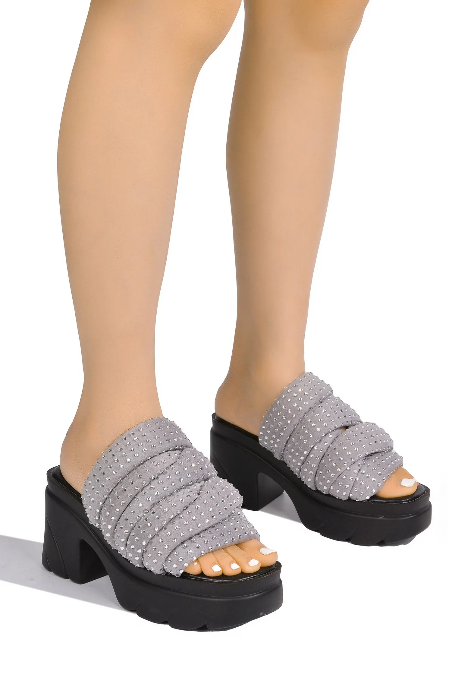 Cani Chunky Mid Block Platform Lug Sandals - Black sold by Cape Robbin product image thumbnail 3