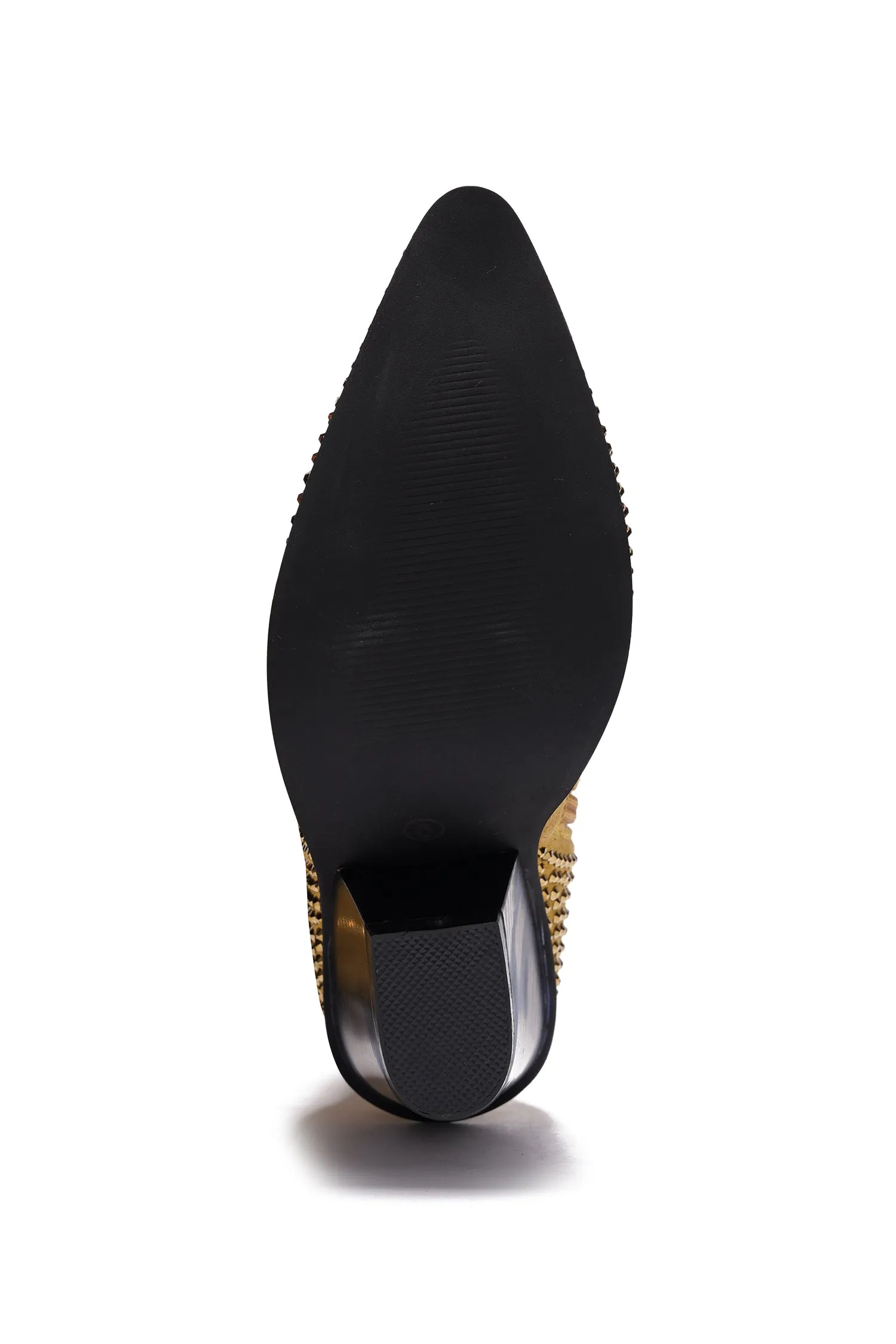 Diamante Pointed Toe Rhinestone Boots - Black - Gold sold by Cape Robbin product image thumbnail 3