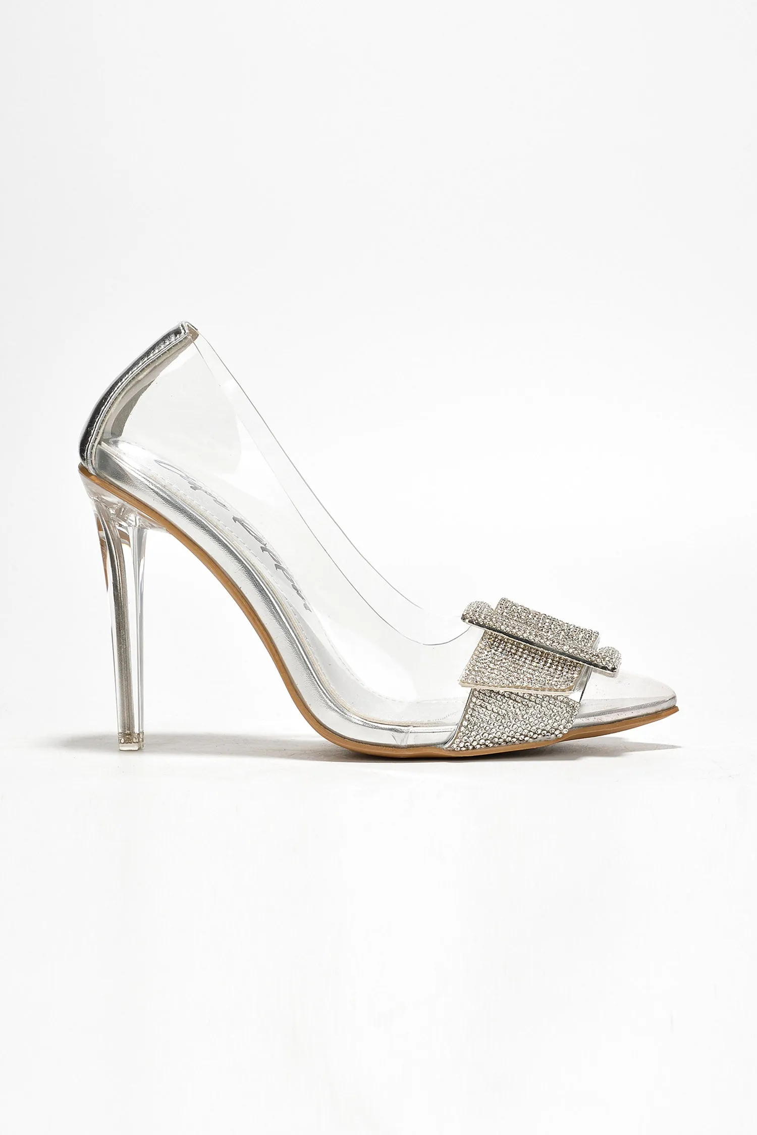 Shalne Rhinestone Clear High Heel Pumps - Silver sold by Cape Robbin product image thumbnail 3