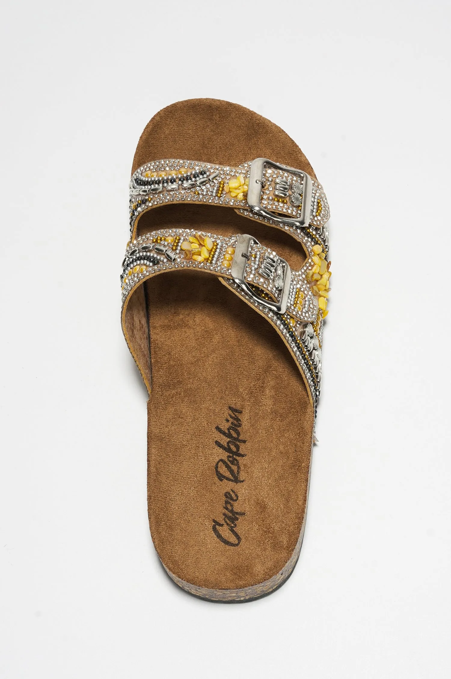 Danita Rhinestone Buckle Cork Sandals - Gold sold by Cape Robbin product image thumbnail 5