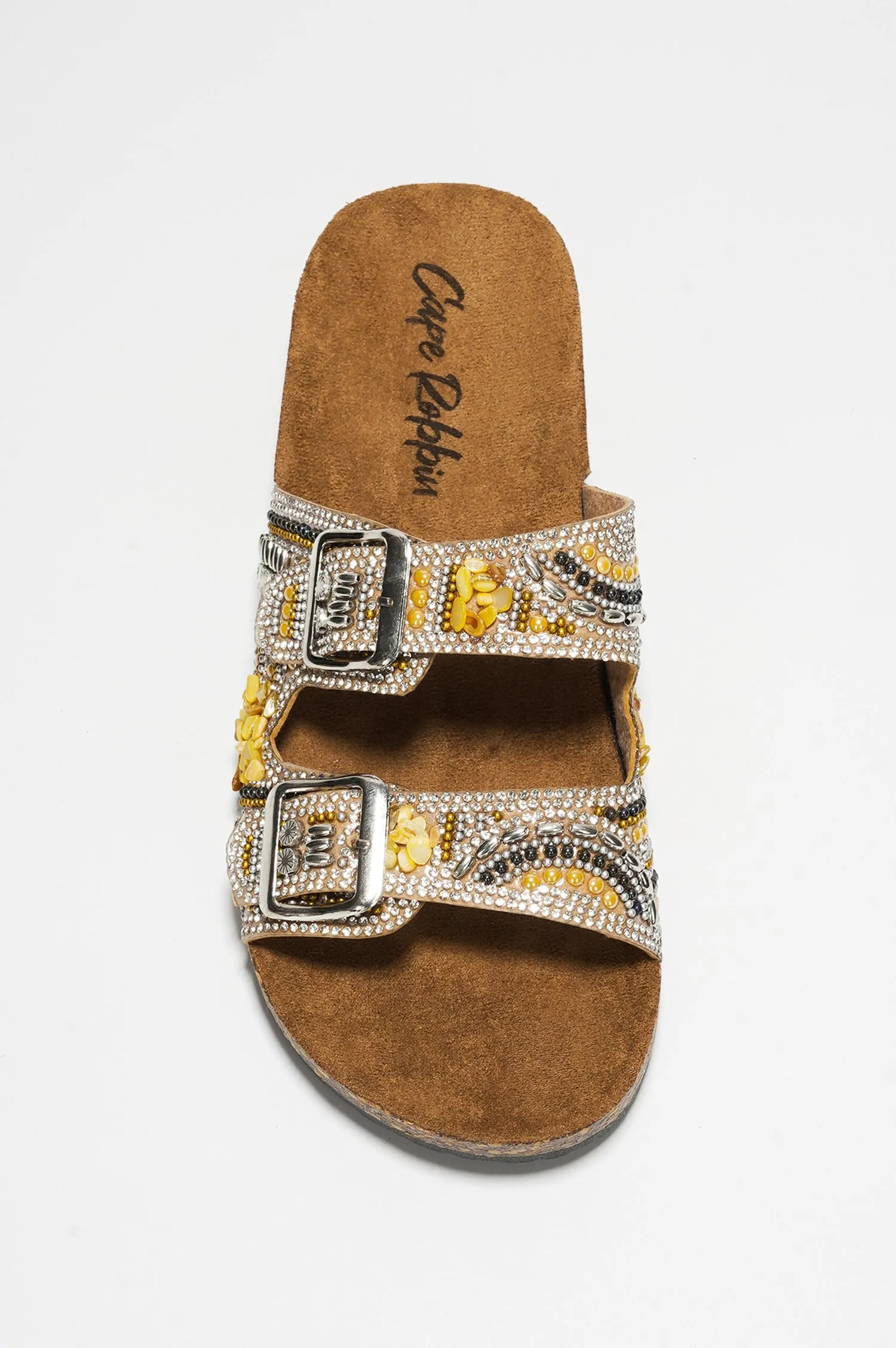 Danita Rhinestone Buckle Cork Sandals - Gold sold by Cape Robbin product image thumbnail 4