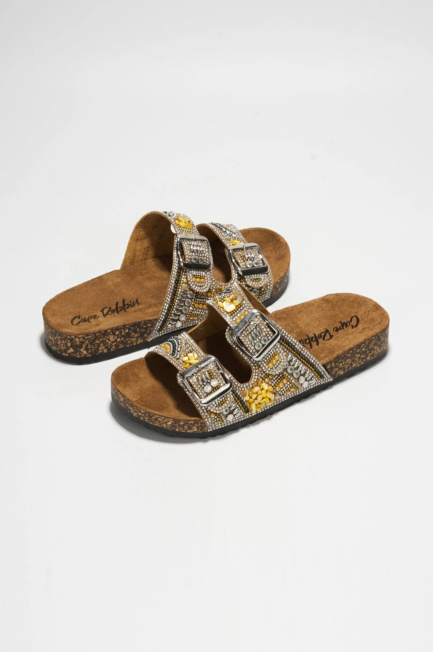 Danita Rhinestone Buckle Cork Sandals - Gold sold by Cape Robbin product image thumbnail 2