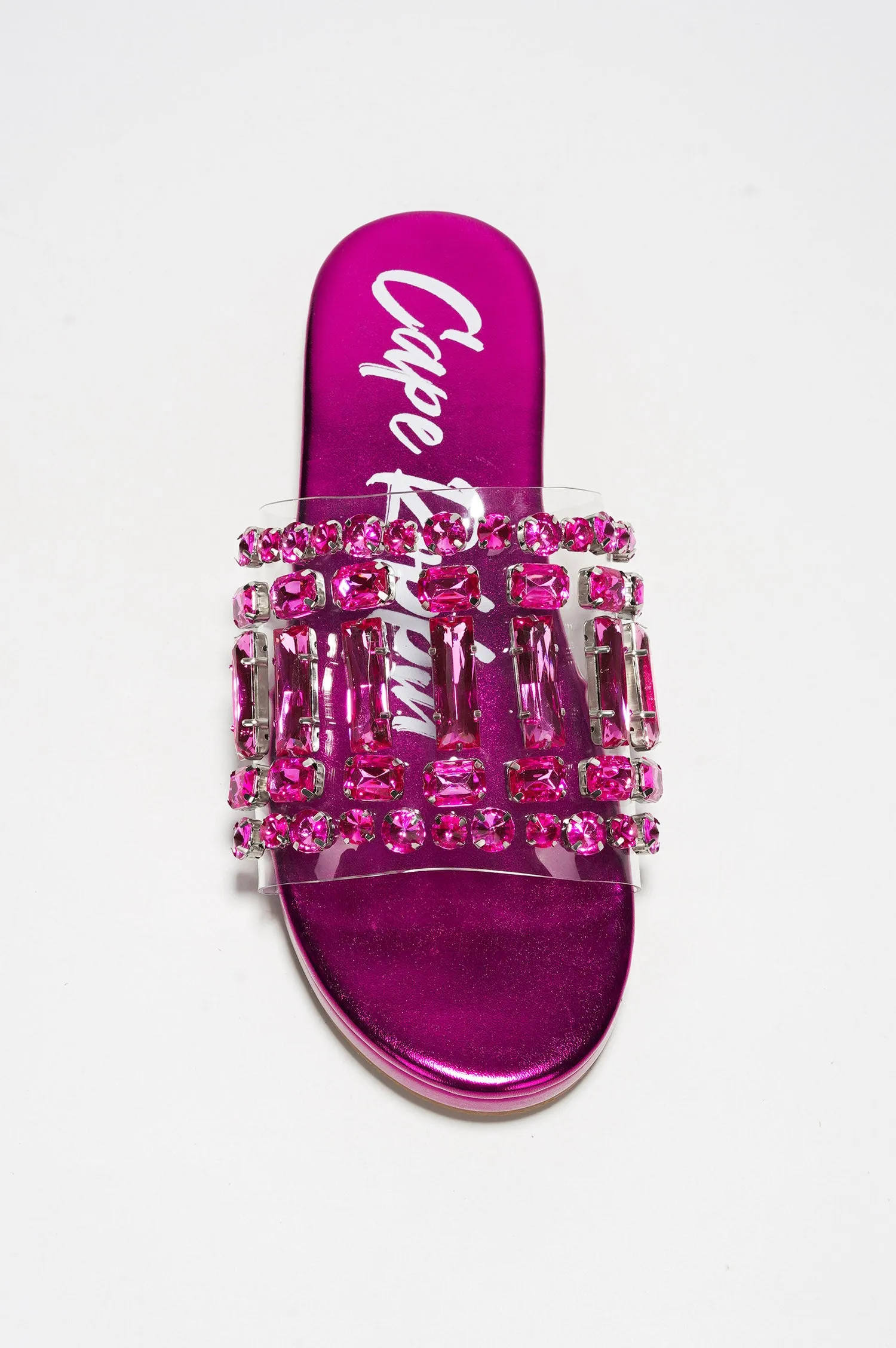 Bernardine Gemstone Embellished Clear Slide Snadals - Pink sold by Cape Robbin product image thumbnail 4