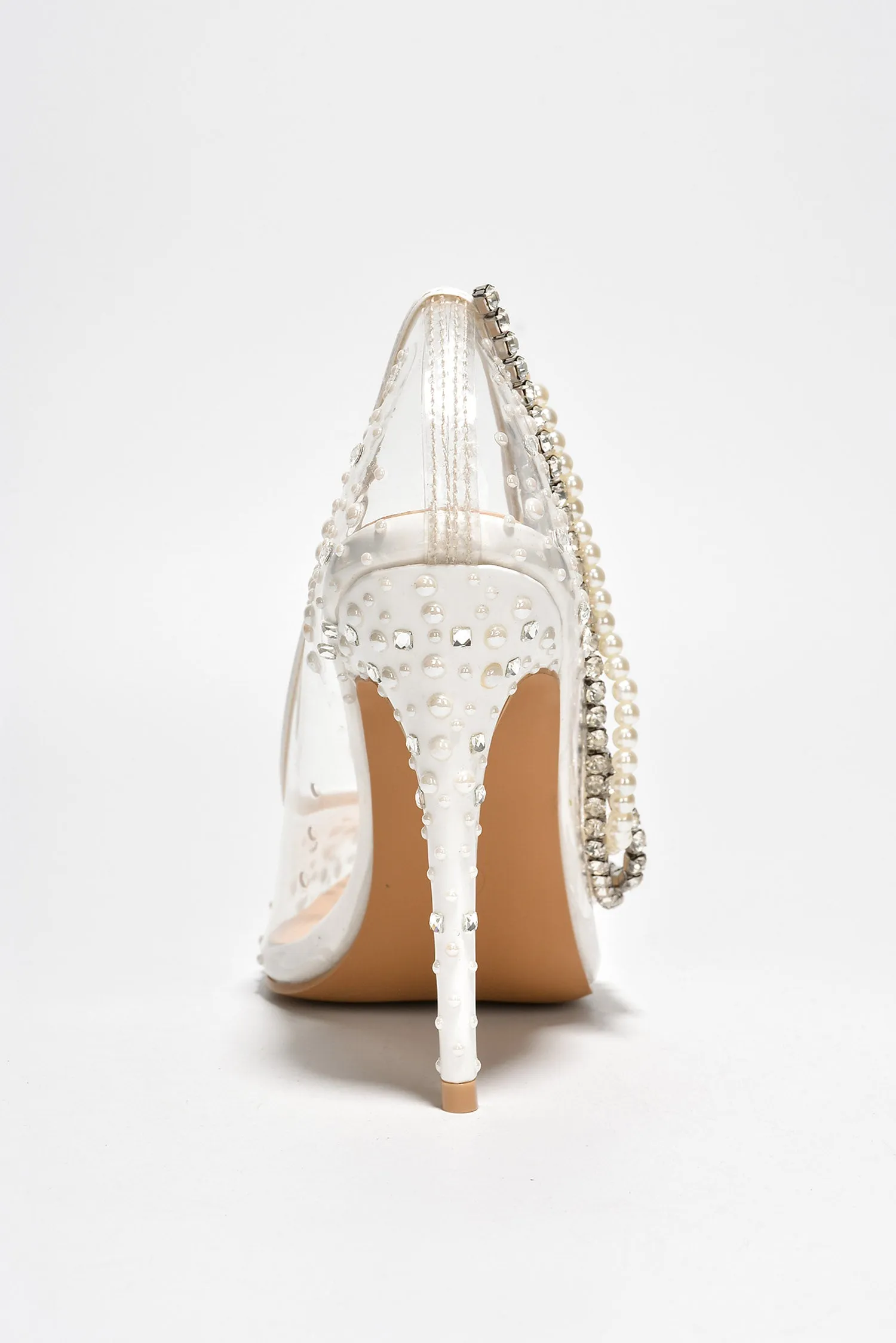 Aravalyn Rhinestone Metallic Transparent Heel - White sold by Cape Robbin product image thumbnail 5