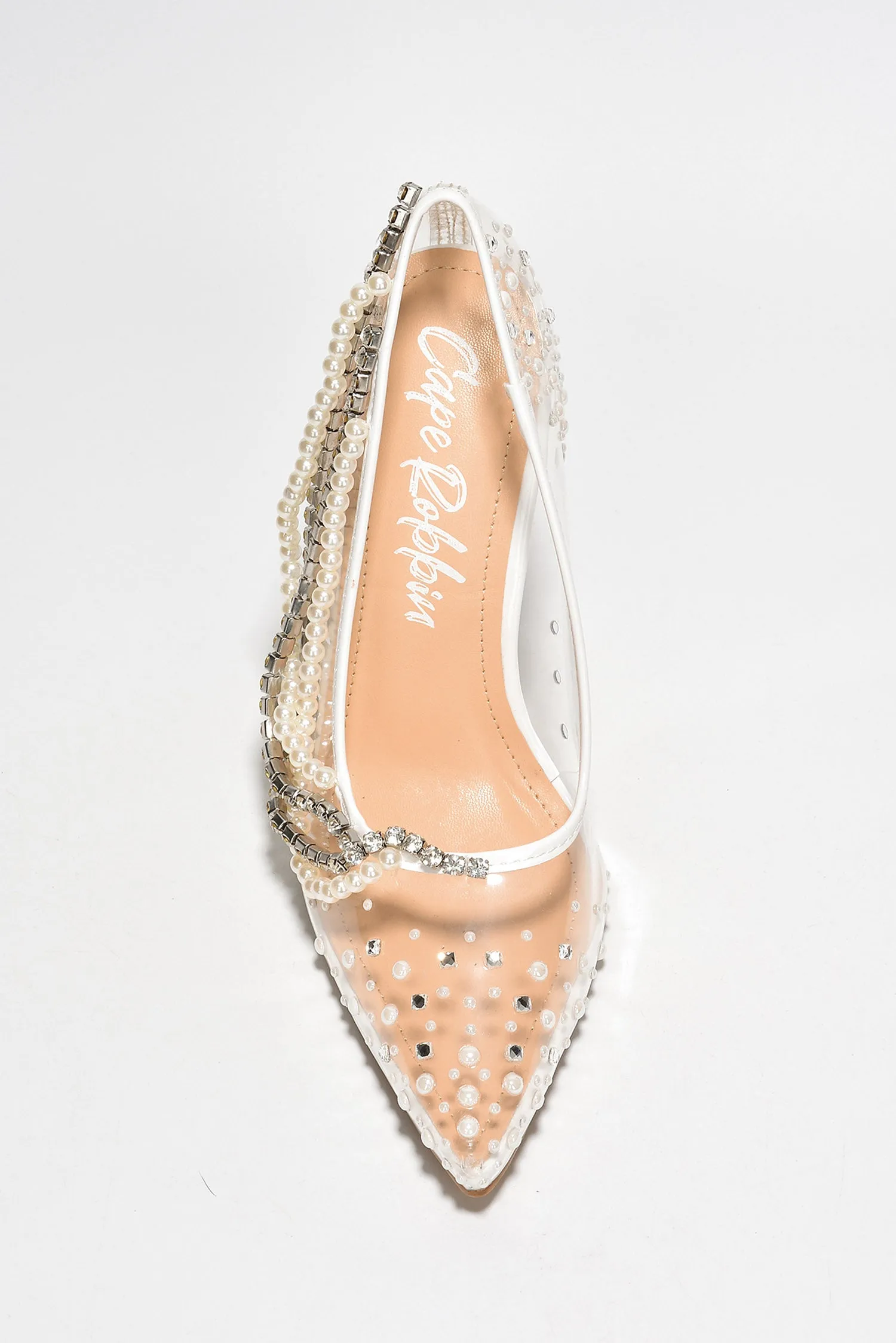 Aravalyn Rhinestone Metallic Transparent Heel - White sold by Cape Robbin product image thumbnail 4