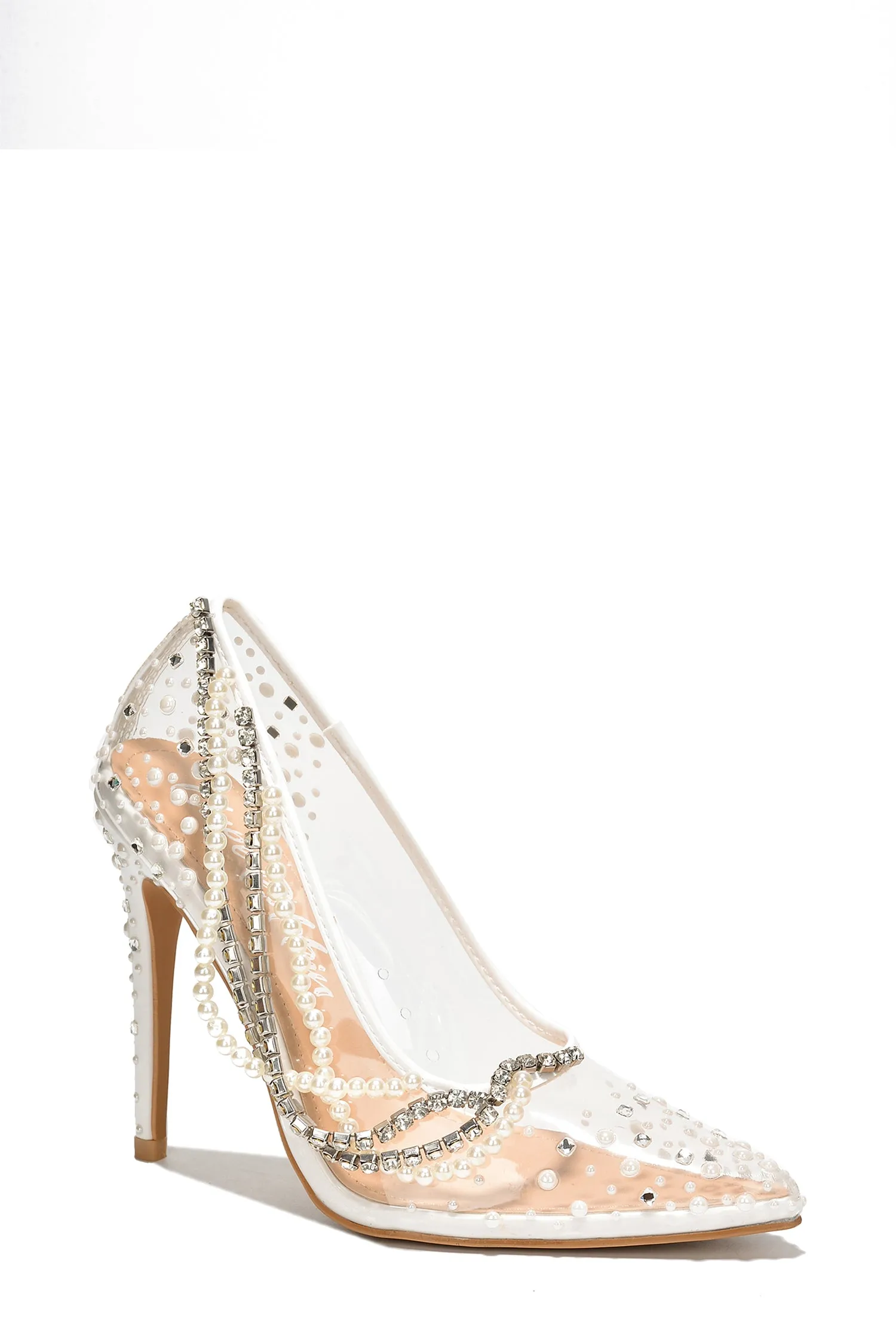 Aravalyn Rhinestone Metallic Transparent Heel - White sold by Cape Robbin product image thumbnail 2
