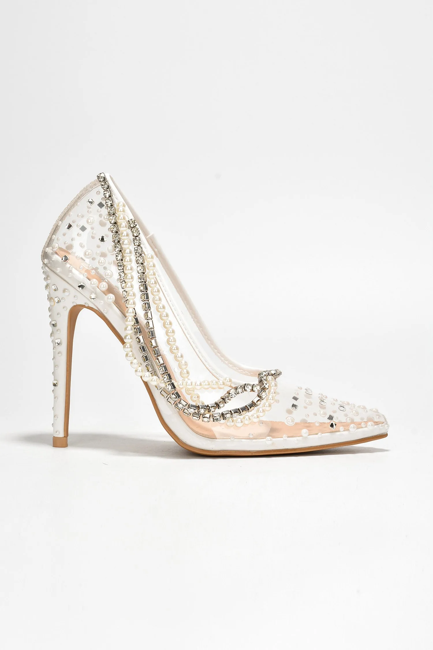 Aravalyn Rhinestone Metallic Transparent Heel - White sold by Cape Robbin product image thumbnail 3