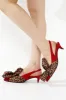 Lisandra Oversized Bow Slingback Kitten Heel Pumps - Red sold by Cape Robbin
