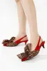 Lisandra Oversized Bow Slingback Kitten Heel Pumps - Red sold by Cape Robbin