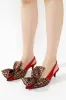 Lisandra Oversized Bow Slingback Kitten Heel Pumps - Red sold by Cape Robbin