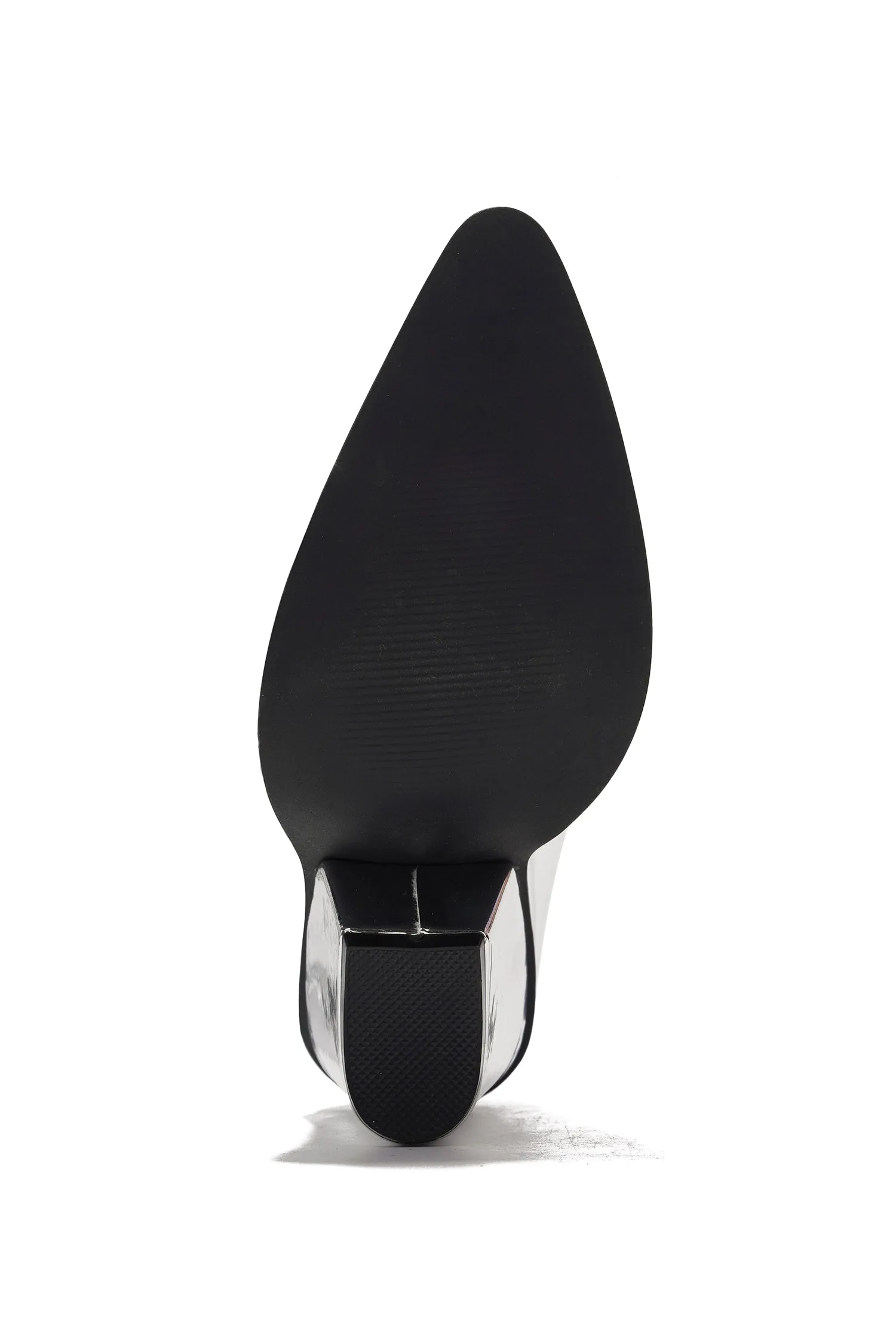 Hanarin Metallic Mid Block Heel Booties - Silver sold by Cape Robbin product image thumbnail 3