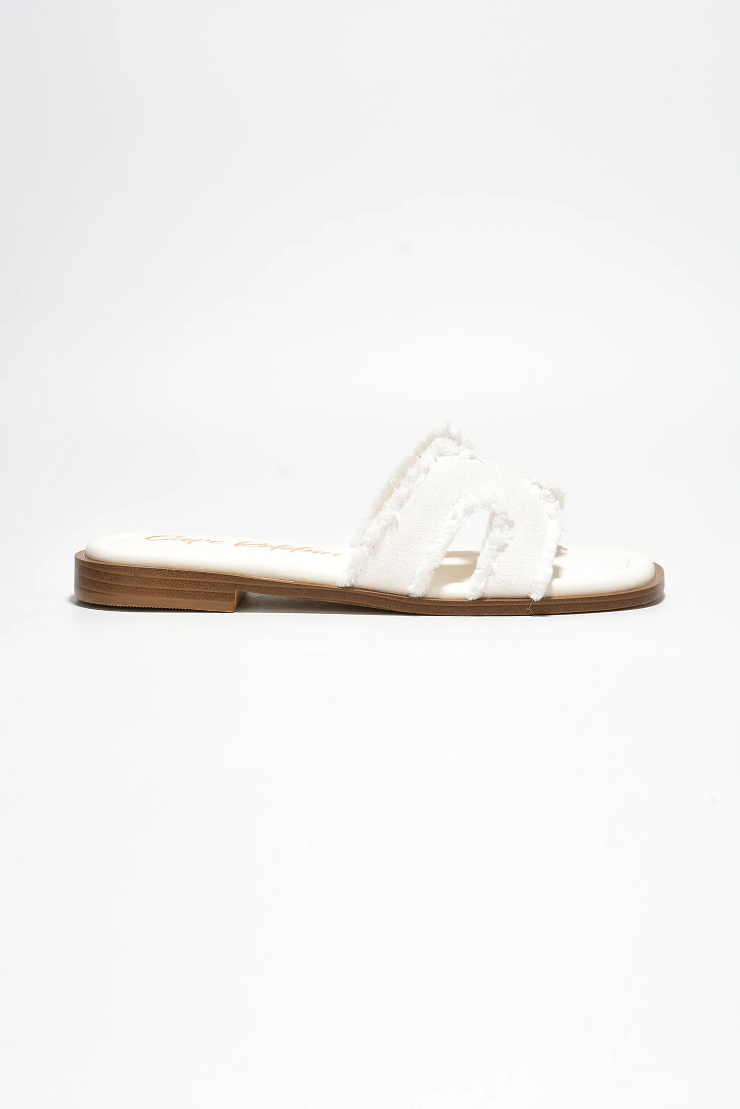 Jenjen Frayed Denim Slip On Sandals - White sold by Cape Robbin product image thumbnail 3