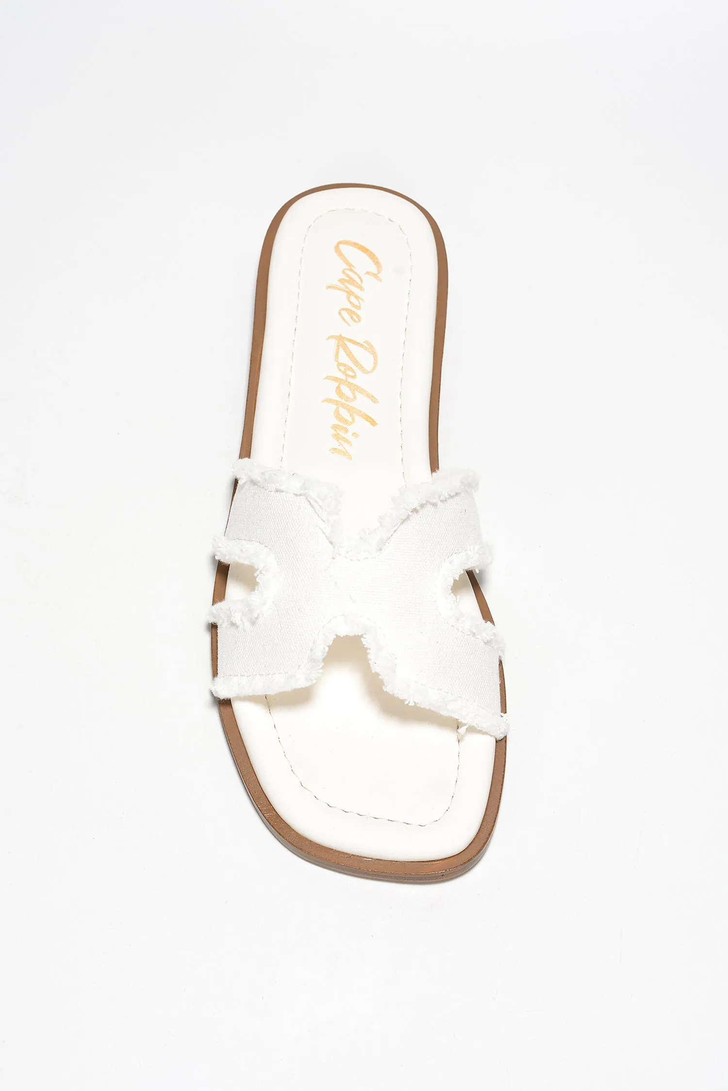 Jenjen Frayed Denim Slip On Sandals - White sold by Cape Robbin product image thumbnail 4