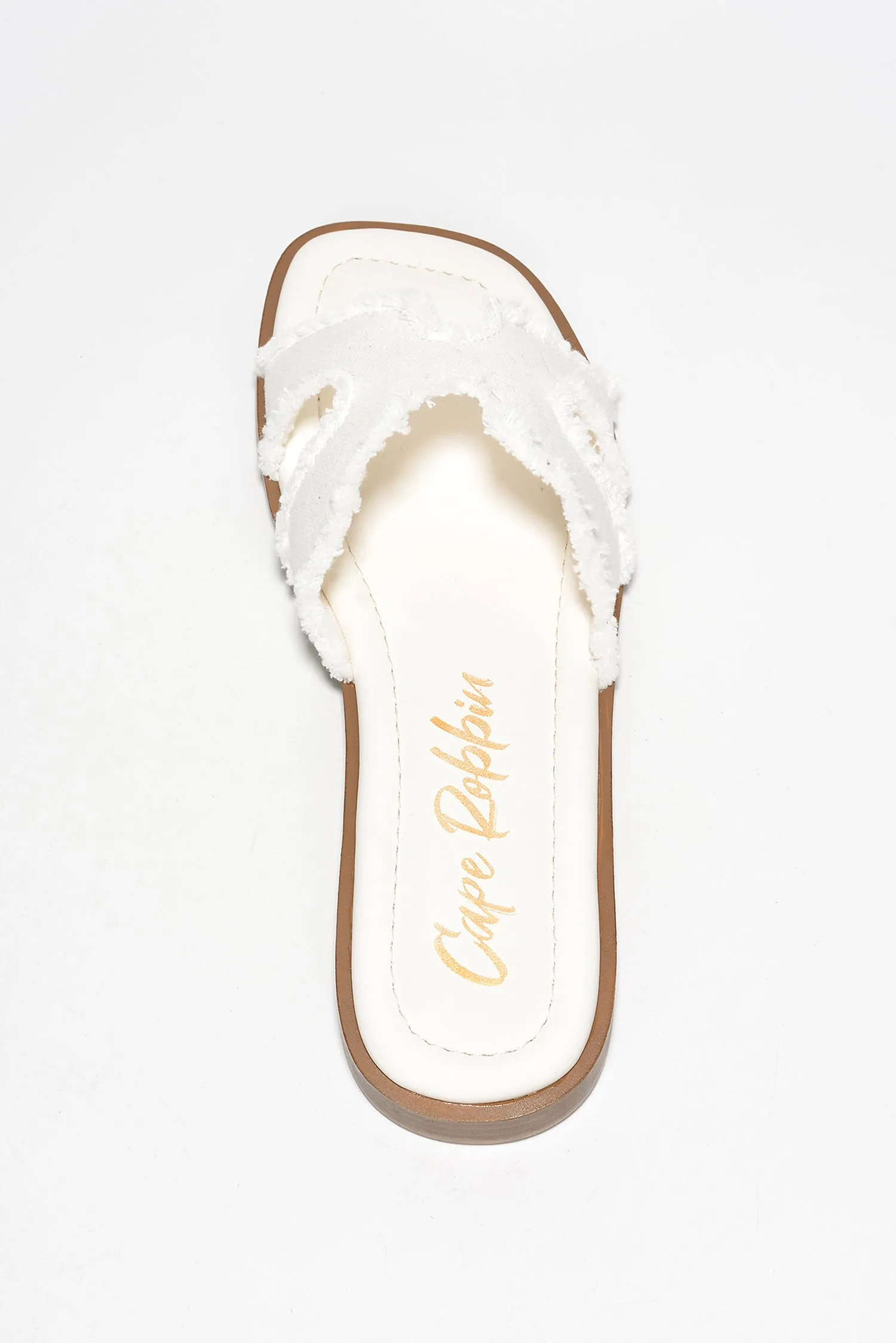 Jenjen Frayed Denim Slip On Sandals - White sold by Cape Robbin product image thumbnail 5