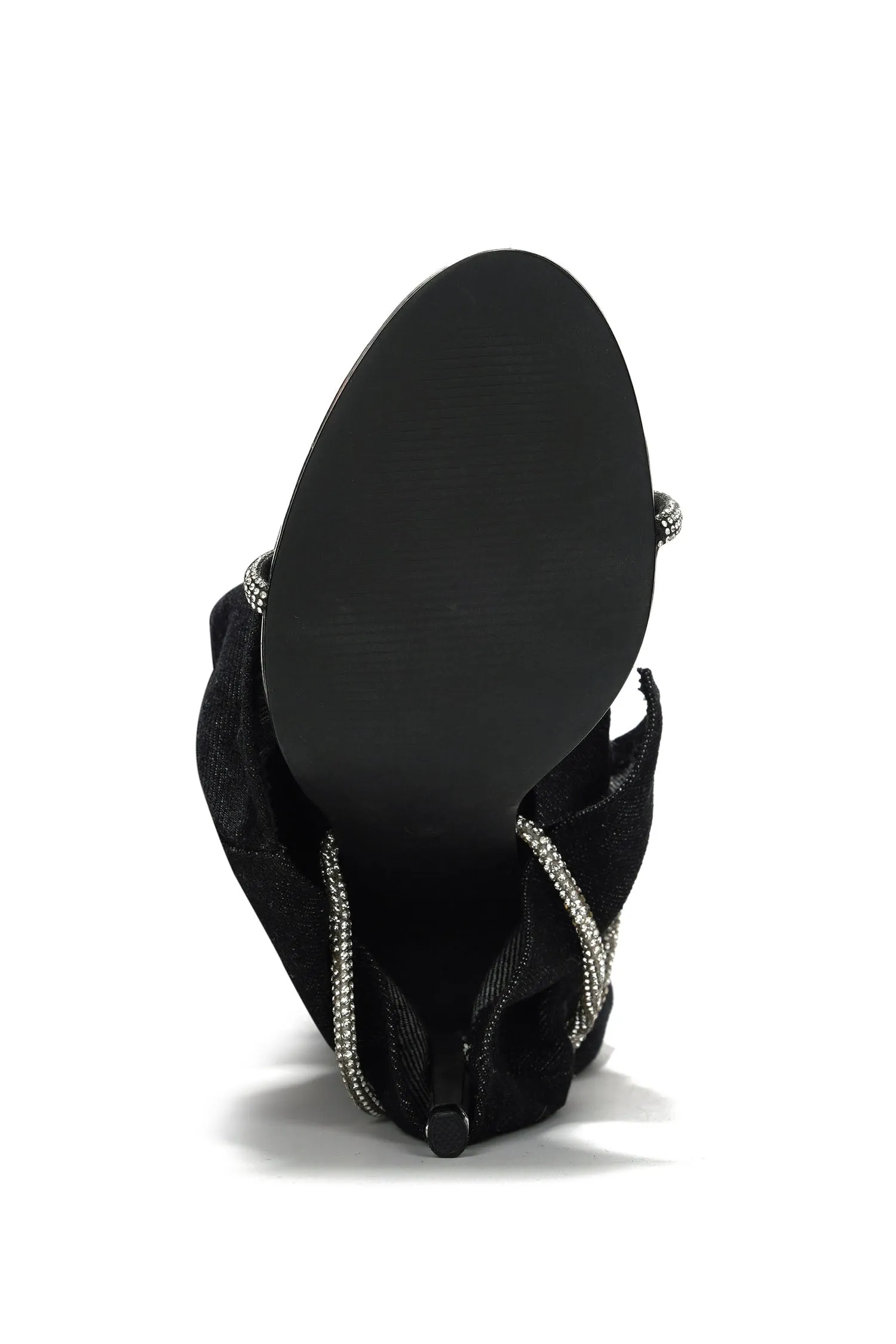 Nobu Rhinestone Thigh-High Denim Booties - Black sold by Cape Robbin product image thumbnail 3