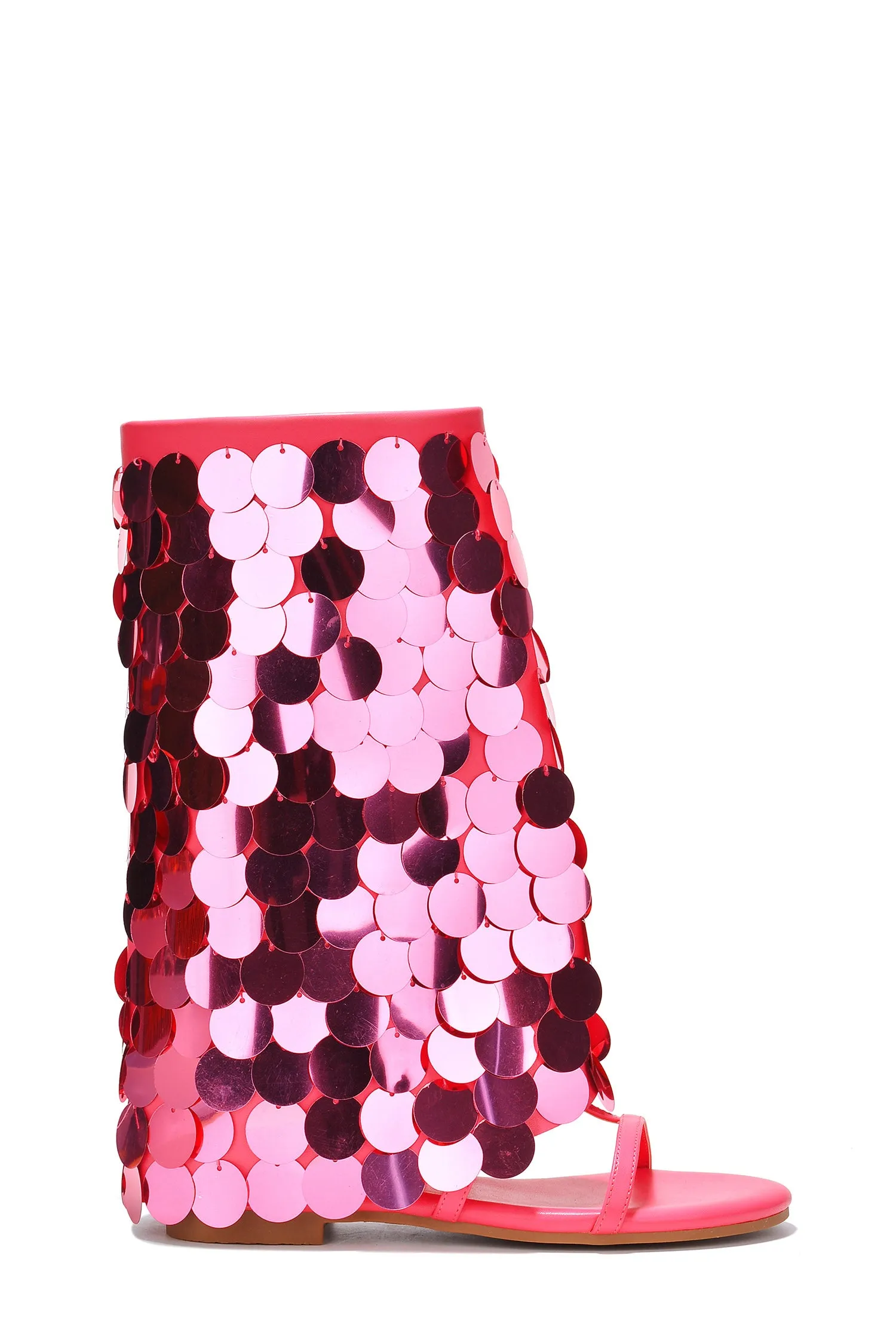 Hamona Big Sequins Fold Over Flat Sandals - Pink sold by Cape Robbin product image thumbnail 2