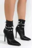 Bekki Pointy Toe Stiletto Heel Gem Booties - Black sold by Cape Robbin