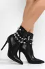 Bekki Pointy Toe Stiletto Heel Gem Booties - Black sold by Cape Robbin