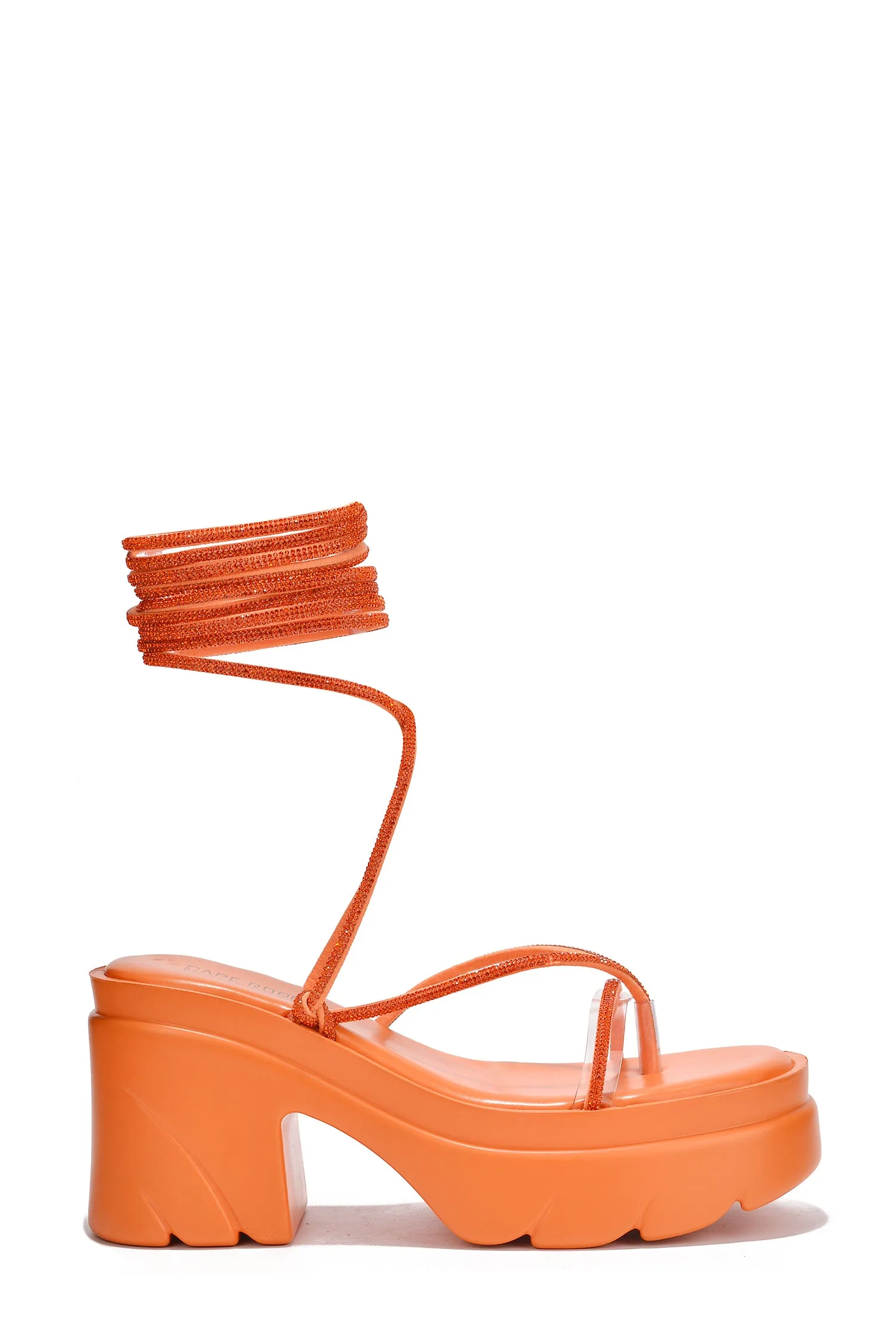 Gilian Strappy Rhinestone Rope Block Heels - Orange sold by Cape Robbin product image thumbnail 2
