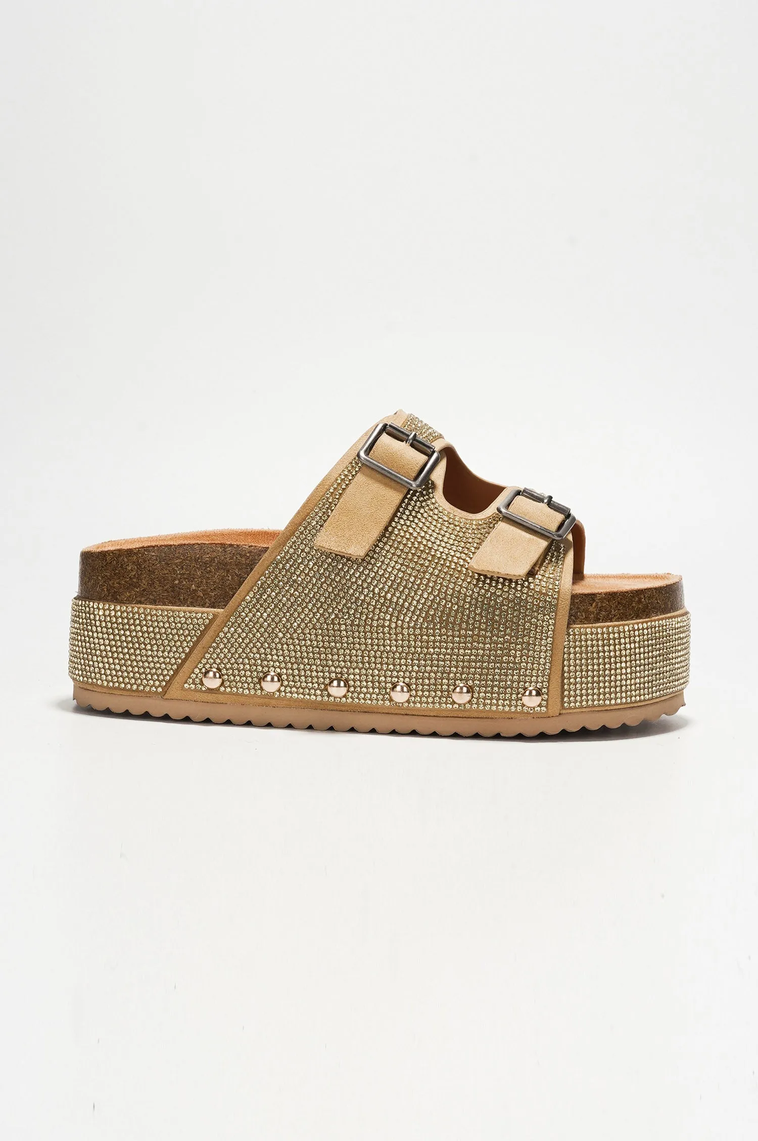 Karolina Rhinestone Buckled Flatform Sandals - Gold sold by Cape Robbin product image thumbnail 3