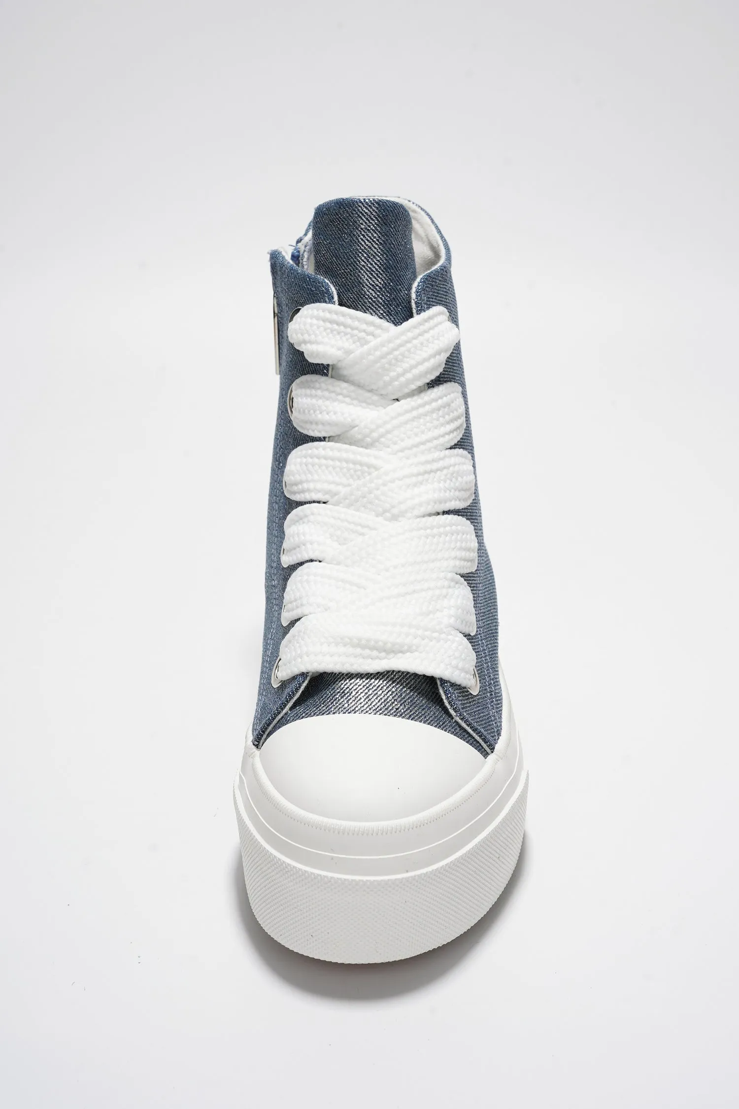 Zitella High-top Thick Lace Canvas Sneaker - Denim sold by Cape Robbin product image thumbnail 4