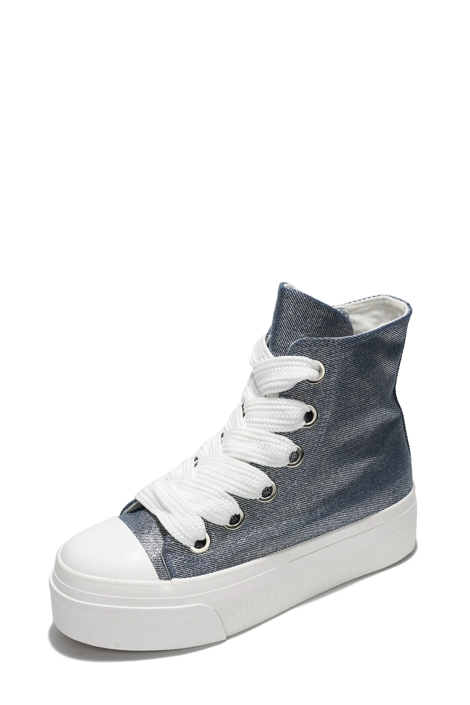 Zitella High-top Thick Lace Canvas Sneaker - Denim sold by Cape Robbin product image thumbnail 2