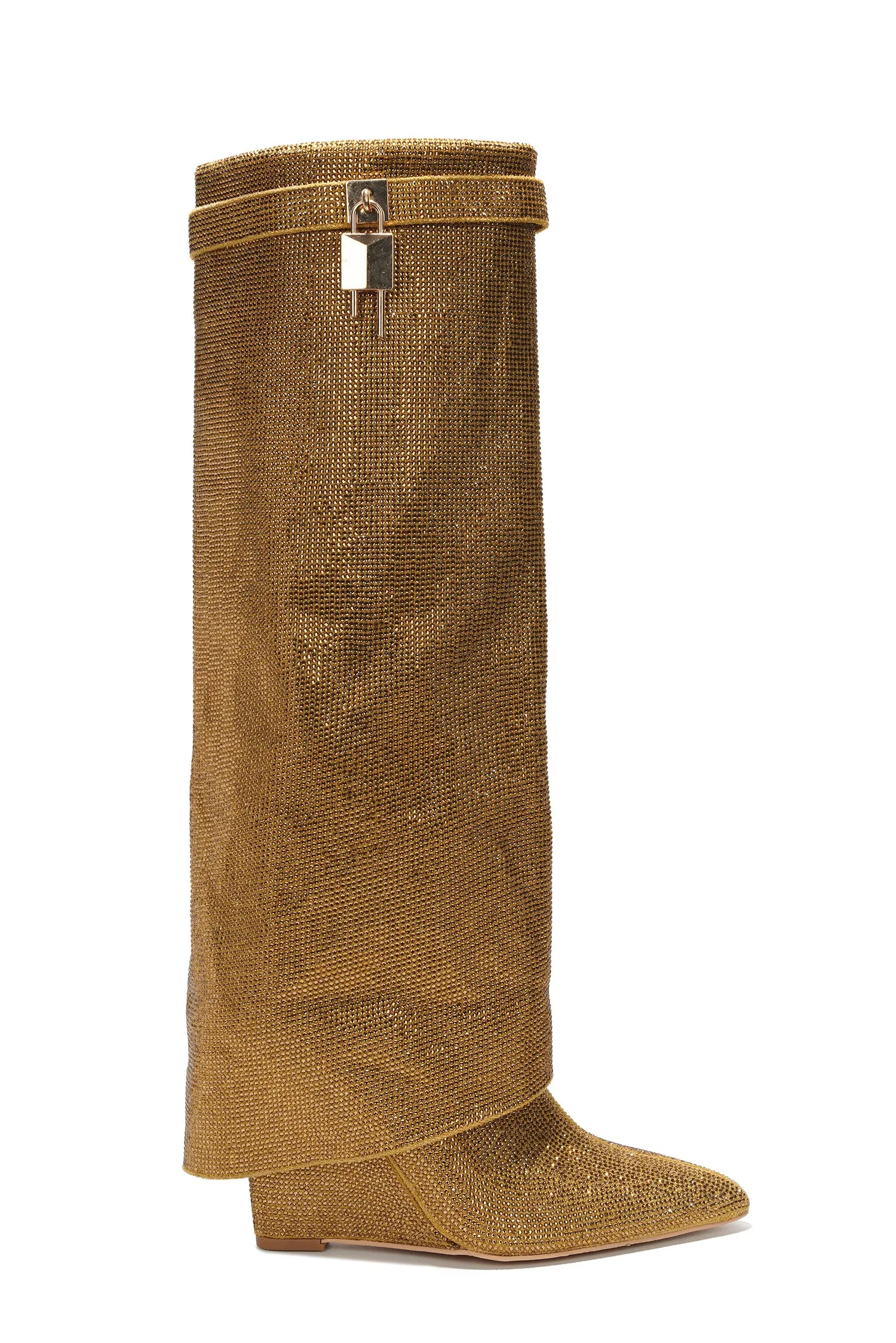 Crara Fold Over Rhinestone Boots - Gold sold by Cape Robbin product image thumbnail 2