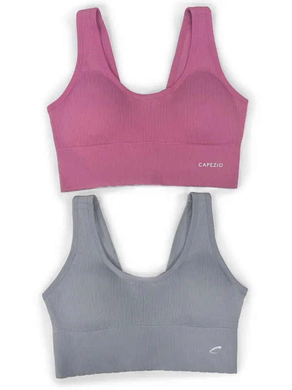 Seamless Ribbed Scoop Neck Bra (2 Pack) sold by Capezio