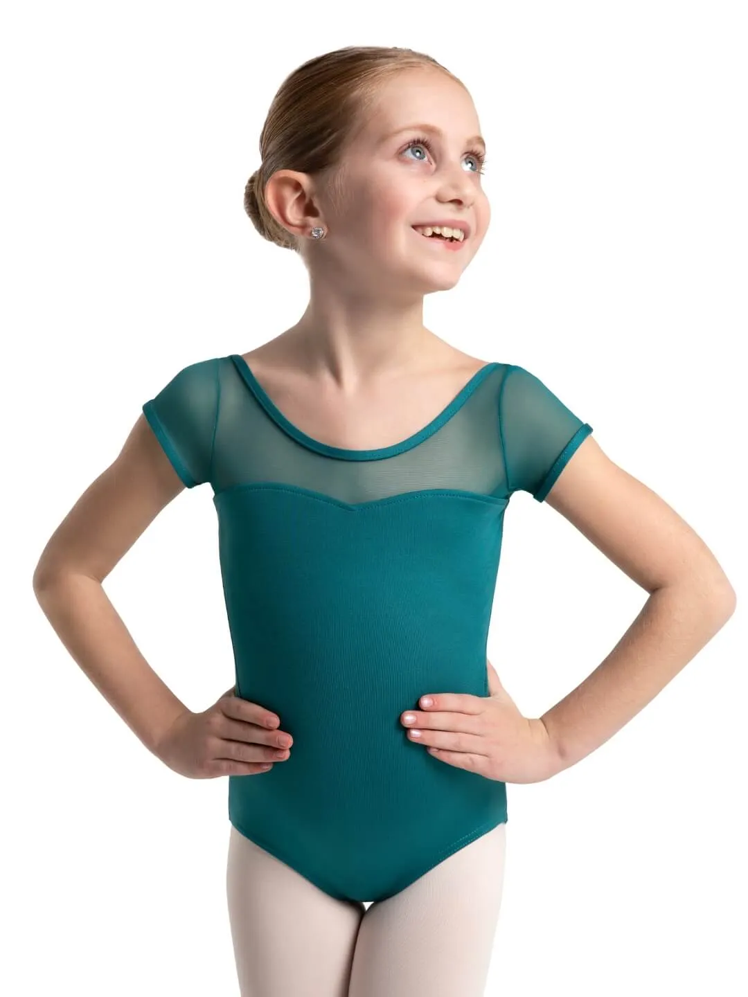 Studio Collection Mesh Yoke Short Sleeve Leotard - Girls sold by Capezio product image thumbnail 4
