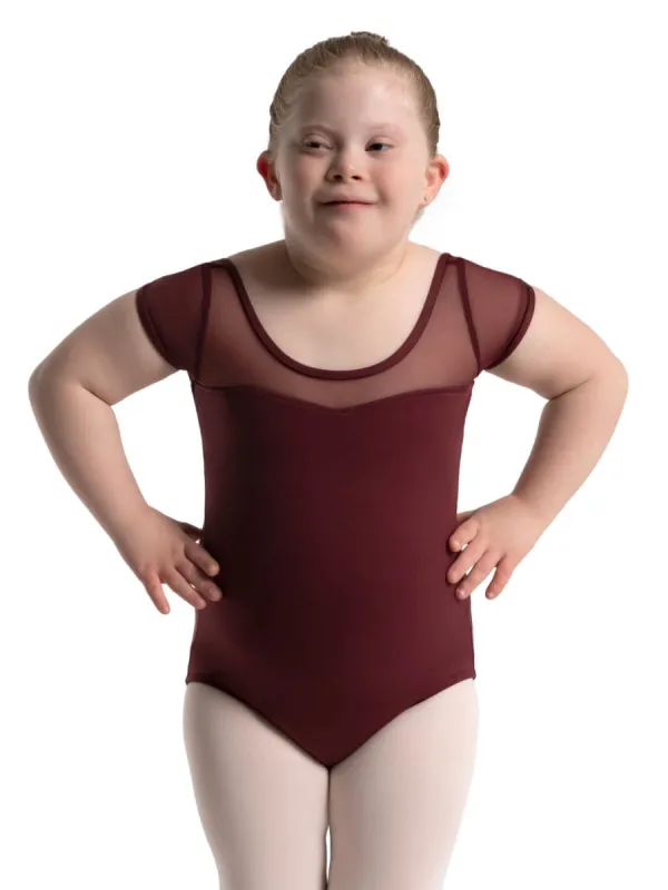 Studio Collection Mesh Yoke Short Sleeve Leotard - Girls sold by Capezio