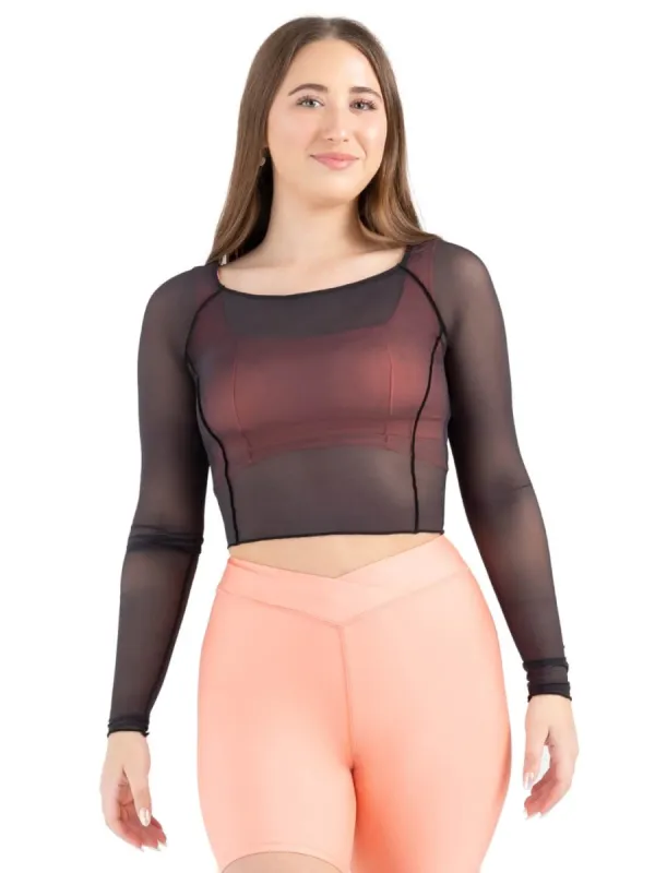 Sunset Nostalgia Dusk Longsleeve Mesh Top sold by Capezio