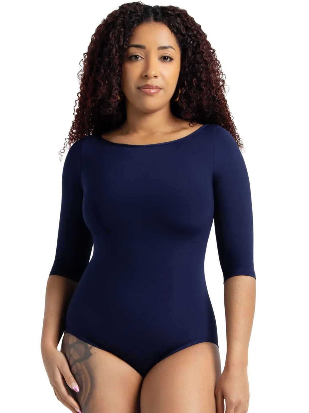 Boatneck 3/4 Sleeve Leotard sold by Capezio
