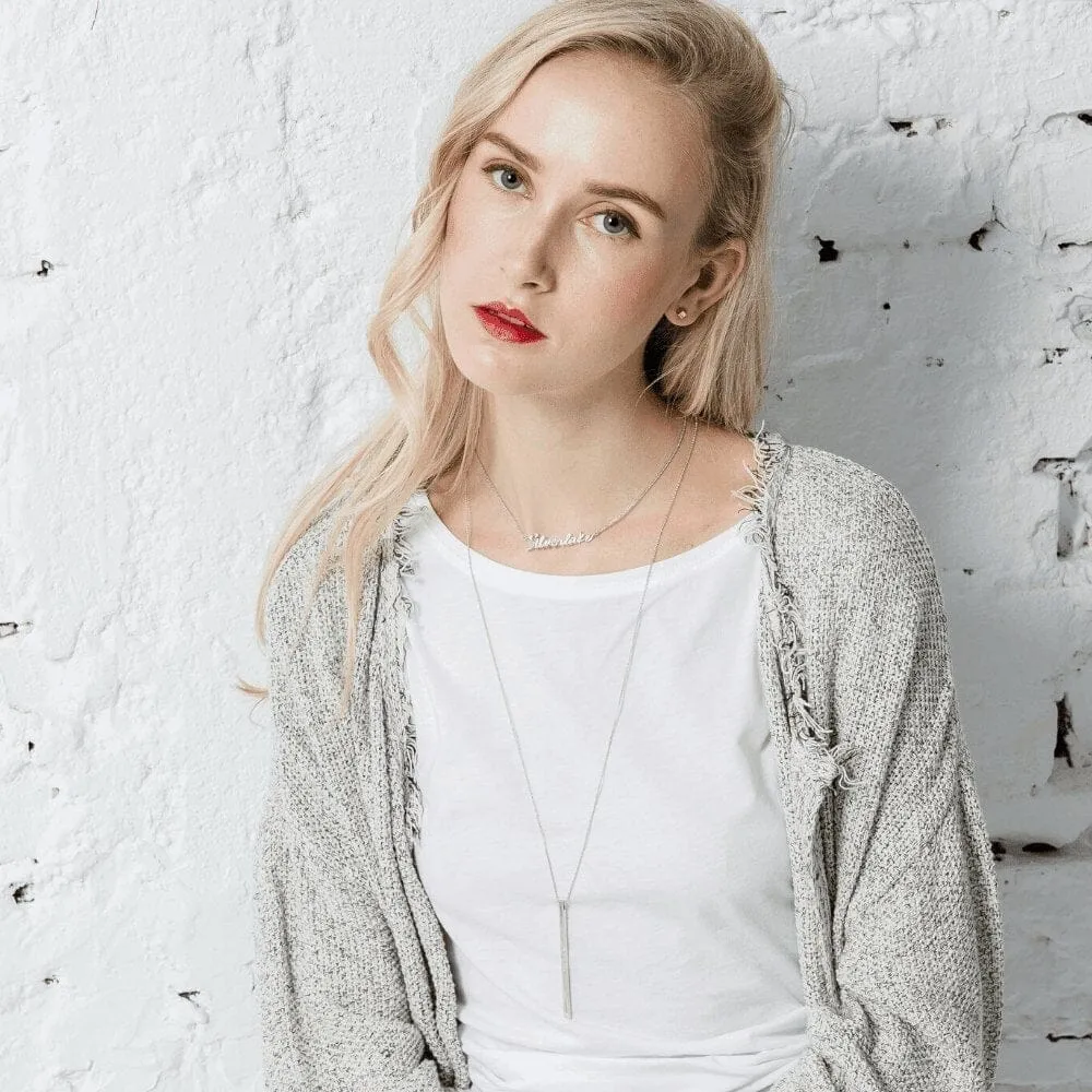 Custom Thin Column Necklace sold by Capsul Jewelry product image thumbnail 3