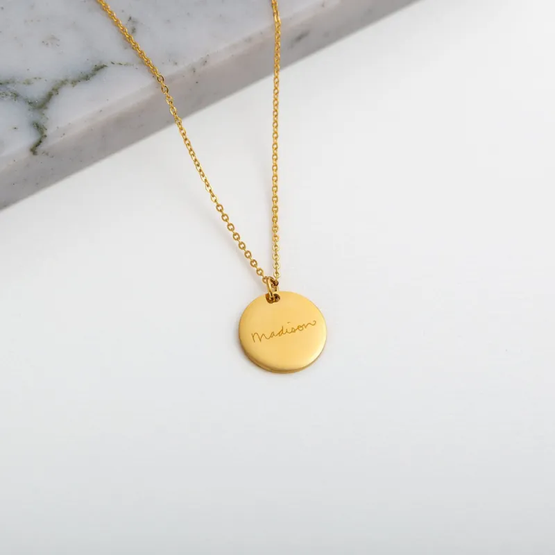 Custom Circle Pendant Necklace sold by Capsul Jewelry
