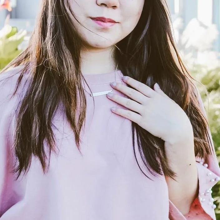 Custom Handwriting Horizontal Bar Necklace sold by Capsul Jewelry product image thumbnail 5