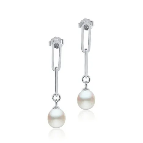 7mm Sterling Silver Pearl Paperclip Earrings sold by Capsul Jewelry product image thumbnail 5